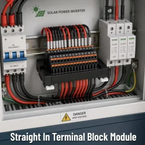 Customized Single Input Multi Output Straight in Terminal Block Module 0.2-1.5mm² 300V 17.5A with PA66 for Telecom Rack