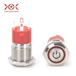 D16F10ET Short Body 16mm High Current Metal Push Button Switch With Power Symbol LED Waterproof Pushbutton