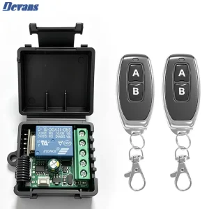 DC 12V 1CH RF 433MHz Wireless Remote Control Switch 10A Relay Receiver Module With Transmitter for Garage Door Light Motor Gate