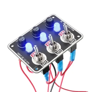 DC 12V 24V 3 Gang Metal Toggle Switch Panel 10A Fused LED Indicator Switch Control Box for Car Marine Boat Truck Offroad Vehicle