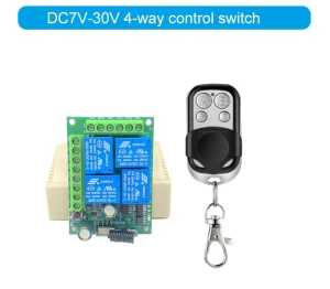 DC 12V/24V 4-Channel Wireless Remote Control Switch 433MHz RF Relay Module for Automatic Gate Barrier Motor Control Board