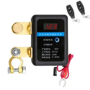 DC 12V 260A 2 Pole Remote Battery Disconnect Switch Automatic Power Shut off for Car Truck SUV Black