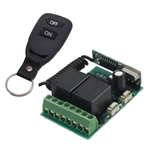 DC 12V 433MHz Wireless Remote Control Switch with 2-Button Transmitter and Relay Receiver