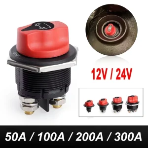 DC 12V 50A-300A 2-Pole Red Car Rally Battery Disconnecter Switch Kit for Truck Car Motorcycle Boat