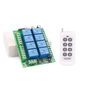 DC 12V 8 Channels Relay Module Wireless 433MHz RF Remote Control Switch Transmitter and Receiver Board