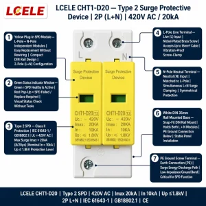 DC 500V 800V 1000V AC 385V SPD Surge Arrester Lightning Protector for Solar Inverter