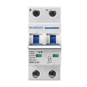 DC 600V 2P Miniature Circuit Breaker 6kA 10-63A MCB for Solar PV and Energy Storage Systems