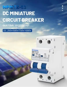 DC Circuit Breaker 250V 500V 1 63A for Solar System and PV Industry