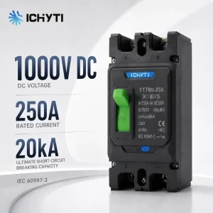 DC MCCB Moulded Case Circuit Breaker 2P 250A 1000V DC 20KA IEC60947-2 for Solar PV Energy Storage Battery System