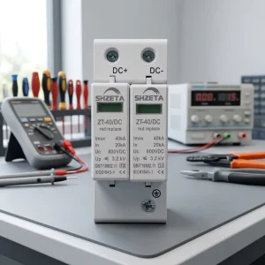 DC SPD 1000V Surge Protective Device 40 KA 2P 3P T2 House Arrester for Lightning Protection Solar System Industrial Use Made PBT