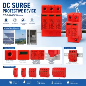 DC Solar PV Circuit Breaker T2 SPD Surge Protection Device with Max Discharge 40KA Current for Electronic Equipment