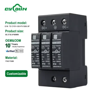 DC Surge Arrester Mode 2P&3P SPD Voltage Surge Protection Device for Photovoltaic Inverter & Energy Storage Cabinet