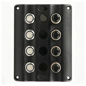 DC12V 4 6 Gang Stainless Steel Button Switch Panel 16mm Blue LED Round Push Button 2404S With Power & USB Socket for Marine RV