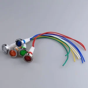 DC12V LED Indicator Light with Wire 10mm Signal Lamp Red Green Yellow Blue White