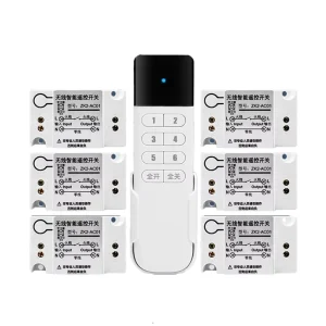 DC220V Universal 6 Channel Wireless Relay Switch Kit 1 Transmitter 6 Receivers Set Wall Mounted Remote for Smart Home Automation