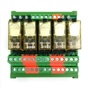 DC24V 5 Channel Miniature Sealed Relay Module 2CO DPDT 8A RJ2S CL D24 with LED Indicator DIN Rail