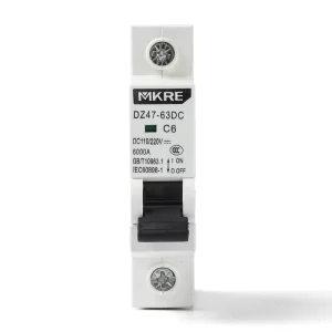 DC47-63A MCB 6A 10A 16A 20A 25A 32A 40A 50A 63A Single Pole 1p 1 Pole 1pole DC 220V Electrical Mini Miniature Circuit Breakers
