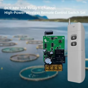 DC9-48V High Power 2 Buttons Fixed Remote Control Switch for Water Pumps Aquaculture Aerators Farming Equipment 2000m Range