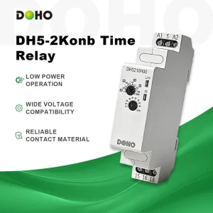 DH5-2Konb Series Miniature Low Power Multi-Function SPDT/DPDT Timer Relay 10A/15A Rated Current Screw Terminal Modular