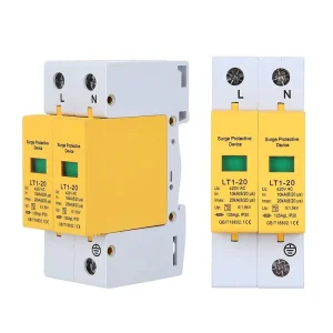 DIN Rail 2P 20KA AC Surge Protective Device Yellow Low Voltage Lightning Arrester Overvoltage Protection SPD for Solar Power