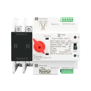 DIN Rail 2P ATS Automatic Transfer Switch TOQ5 100A Dual Power Automatic Changeover Switch for Mains and Generator Power Supply