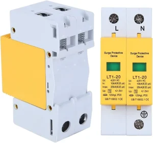 DIN Rail 3P 40KA AC Surge Protective Device Yellow Low Voltage Lightning Arrester Overvoltage Protection SPD for Solar Power