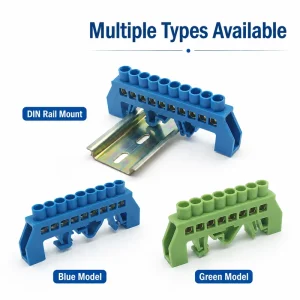 DIN Rail Bridge Type Wiring Terminal Block with Brass Conductor and PA66 Insulated Housing