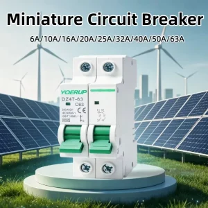 DIN Rail Mini AC DC MCB Miniature Circuit Breaker 1A 63A 2P 2 Pole C Curve 6kA Breaking Capacity for Home Electronic Equipment