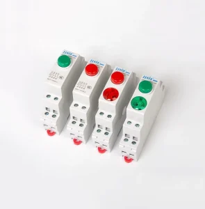 DIN Rail Module LED Indicator Signal Lights Modular DIN Rail Red Green 220V 24VAC/DC Pushbutton Switch
