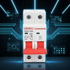 DIN Rail Mount Electrical MCB Circuit Breaker C63 Miniature Circuit Breaker CE Certified 4.5kA Breaking Capacity 230V AC IP20