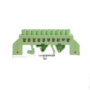 DIN-rail Neutral and Earth Bar 10-Pole 10MM Copper Screw Terminal Block 20A Power Distribution Brass