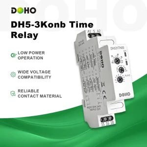 DOHO DH5 3Konb Series Miniature Low Power Multi Function Timer Relay 10A 15A 24V 110V 240V AC DC Modular Screw Silver Alloy