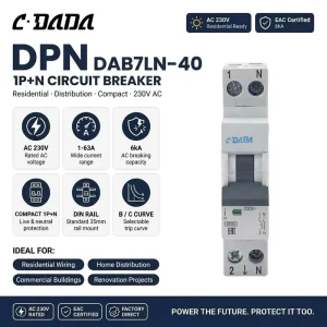 DPN Circuit Breaker 6A 10A 16A 32A Curves B C 6KA Breaking Capacity Mini Circuit Breaker MCB Manufacturer