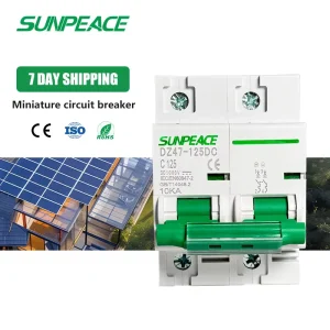 DZ47 1P 2P 3P 4P DC MCB 80A 100A 125A 10KA 500V 1000V Miniature Circuit Breaker For PV Solar System