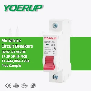 DZ47 63 1P 1 Single Pole DC MCB 6amp 10amp 16amp 20amp 25amp 32amp 40amp 50amp 63amp 6KA 500V 1000V Miniature Circuit Breaker