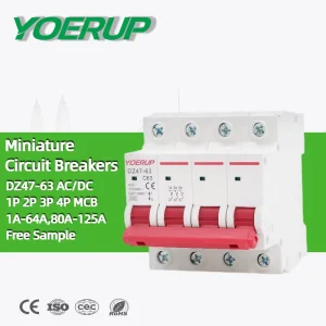 DZ47 63 4P 4 Pole DC MCB 4.5KA 6KA 6amp 10amp 16amp 20amp 25amp 32amp 40amp 50amp 63amp 500V 600V1000V Miniature Circuit Breaker