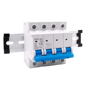 DZ47 63 C25 4P 25A Low Voltage Electrical Din Rail Mount Household Miniature Circuit Breaker (MCB) 4Pole 3KA Breaking Capacity