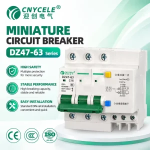 DZ47-63 C45 Type MCB Miniature Circuit Breaker 1P 2P 3P 4P 6KA 230/400V 50/60Hz 6A-63A Overload Protection