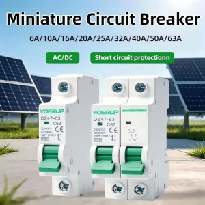 DZ47-63 DC MCB 2P 2 Double Pole 1P 1pole 6A 10A 16A 20A 25A 32A 40A 50A 63A Mini Miniature Circuit Breakers for Solar PV System