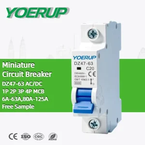 DZ47-63 Solar DC MCB 1P Single Pole 1pole 6A 10A 16A 20A 25A 32A 40A 50A 63A 6KA DZ47 DC Mini Miniature Circuit Breakers
