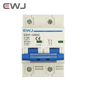 DZ47-63DC 1P 2P PV Din Rail DC 500V 600V 125A 10kA C Curve Solar Switch Mini Circuit Breaker MCB IEC60898-1 Polycarbonate