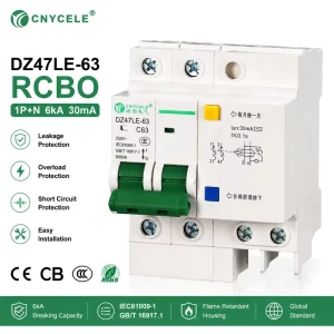 Manufacturers 2P RCCB Rcbo RCD AKM1LE-63 16A AC 230V Miniature Residual Current Circuit Breaker 6KA Flame Resistant Plastic