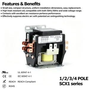 Definite Purpose AC Contactor Single 2 3 Pole 40 Amp 24V 110V 220V 380V Coil Voltage HVAC Air Conditioner Spare Part Accessories