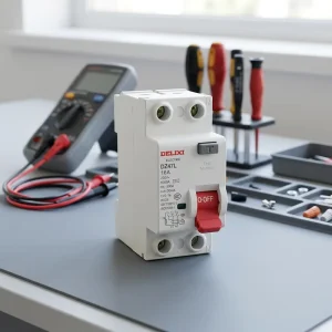Delixi DZ47L 16A C20 RCCB Leakage Protection Breaker 1000V Copper Thermal Residual Current MCB with 6kA Breaking Capacity (PA66)
