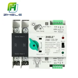 Din Rail Photovoltaic ATS PV Solar Inverter Dual Power Automatic Transfer Selector Switch Uninterrupted Power 2P 63A 100A 125A
