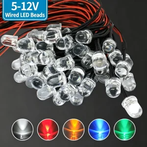 Direct Insert Ultra Bright Wired LED Indicator Lights with Power Signal for Toy Cars Decorative LED Beads