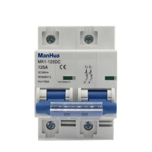 Double 2 Poles DC 500V MK1 125DC 125A MCB Plastic Rail Mounting 10KA Overload Protection Miniature Circuit Breaker