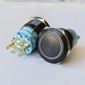 Double Control Illuminated 2no2nc Dpdt Black Push Button Switch