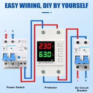 Double Pole 63A DIN Rail Self-Resetting Miniature Circuit Breaker 110V 230V AC Over Current Voltage Protector MCB