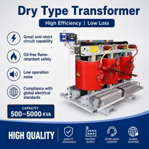 Dry type Three Phase Medium Voltage 1500 kVA Electrical Distribution Transformer Step Up Two Winding IEC 60076 Standard